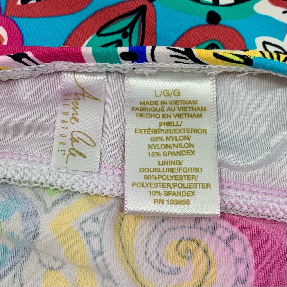 Anne Cole Multicolor Floral Paisley Tankini Halter Ruched Bikini Top size L - Picture 6 of 8